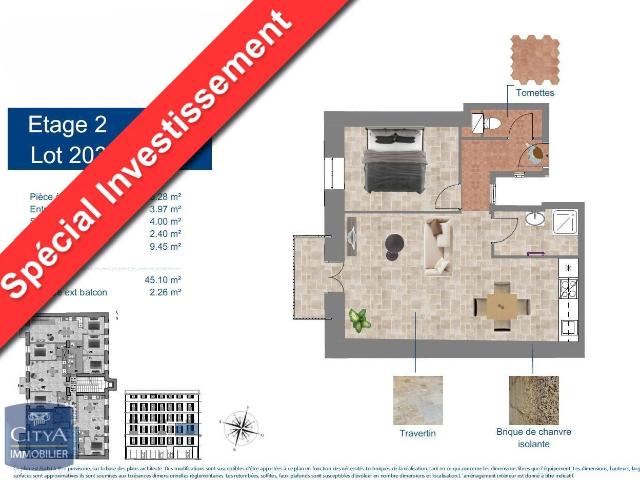 Appartement 2 pièces 45 m²