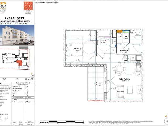 Appartement 2 pièces 45 m²