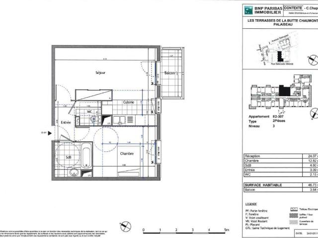 Appartement 2 pièces 46 m²