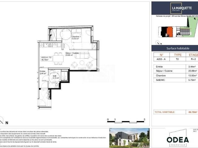 Appartement 2 pièces 46 m²