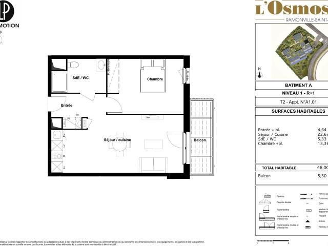 Appartement 2 pièces 46 m²