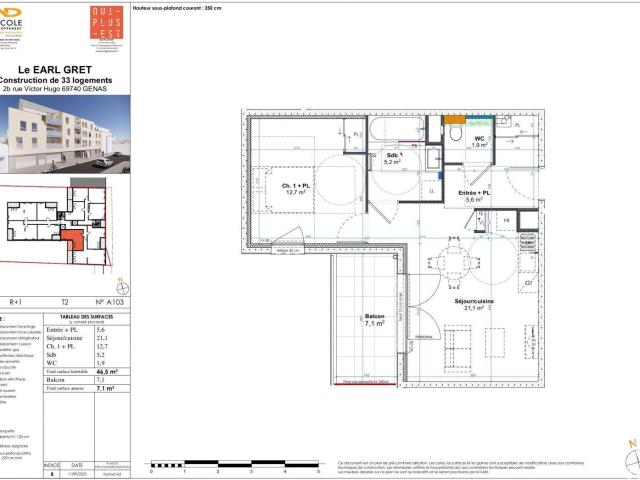Appartement 2 pièces 46 m²