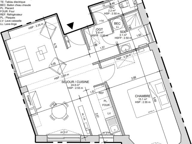 Appartement 2 pièces 48 m²