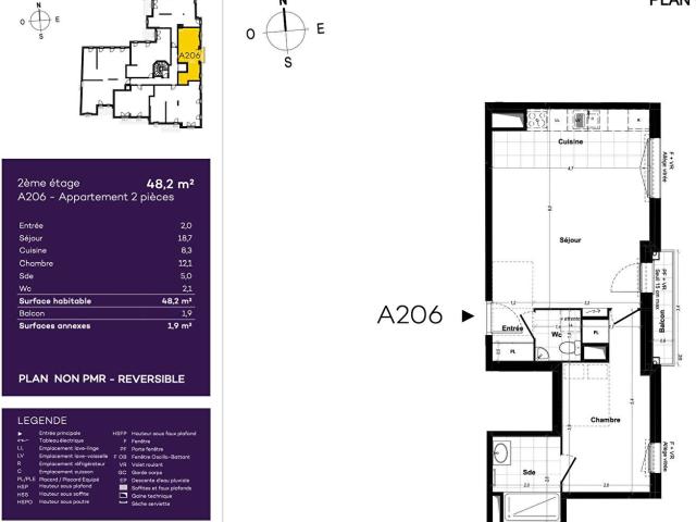 Appartement 2 pièces 48 m²