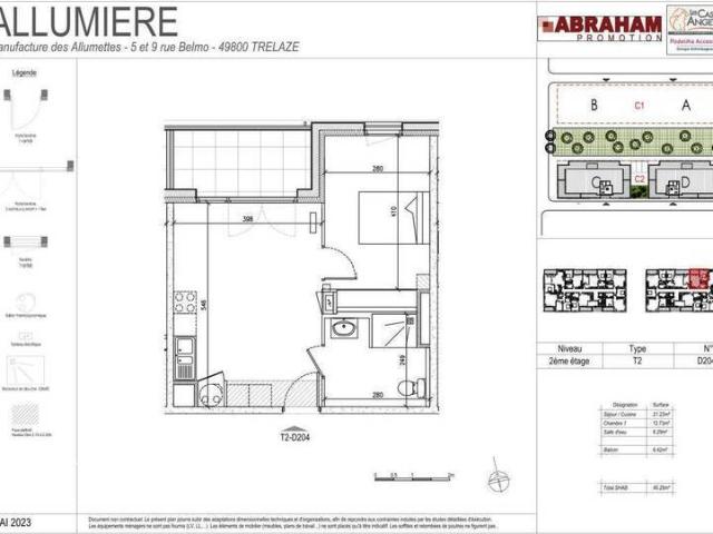 Appartement 2 pièces 49800 Trélazé Réf: 26