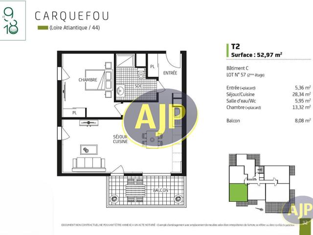 Appartement 2 pièces 53 m²