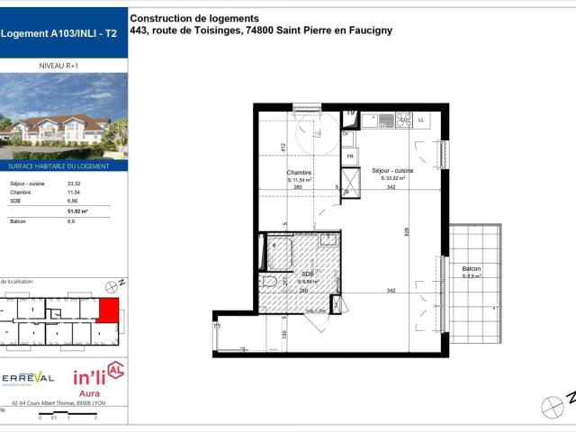 Appartement / 2 pièces / 51.82 m2