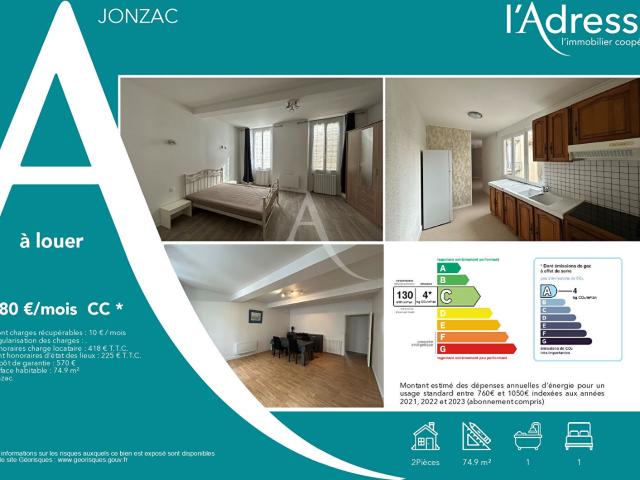 Appartement 2 pièces, 74 m² à louer à Jonzac 17500