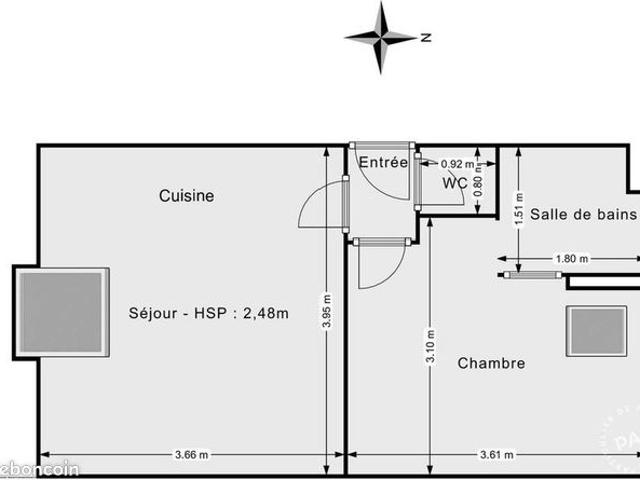 Appartement 2 pièces 20 m²