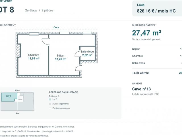 Appartement 2 pièces 27 m²