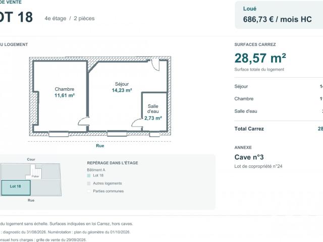 Appartement 2 pièces 29 m²