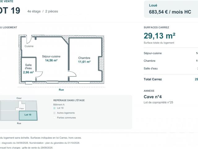 Appartement 2 pièces 29 m²