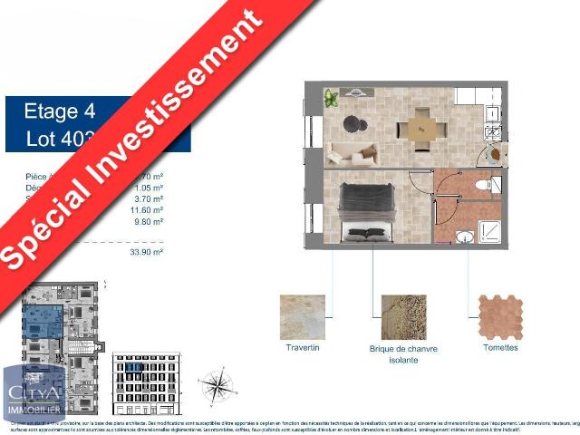 Appartement 2 pièces 34 m²