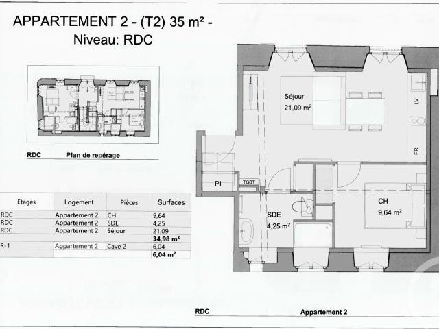 Appartement 2 pièces 35 m²