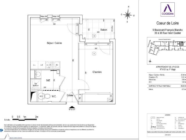 Appartement 2 pièces 38 m²