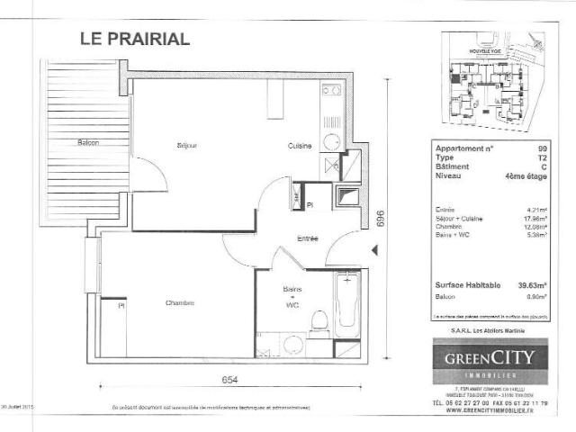 Appartement 2 pièces, 39 m² à louer à Toulouse 31200