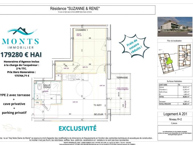 Appartement 2 pièces 39 m²