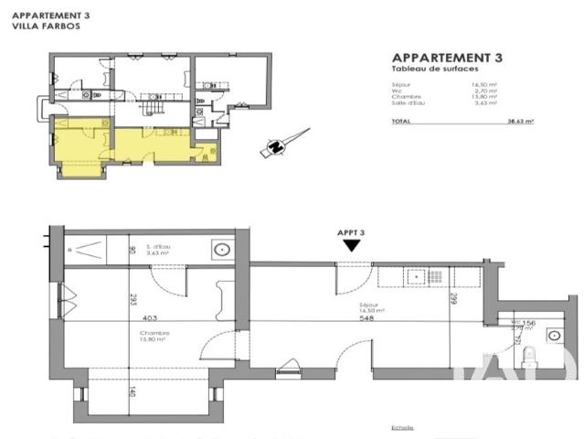 Appartement 2 pièces 39 m²