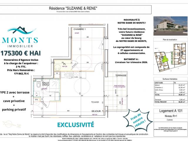 Appartement 2 pièces 39 m²