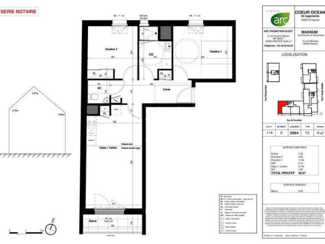 Appartement 3 pièces 44600 Saint Nazaire Réf: 3795