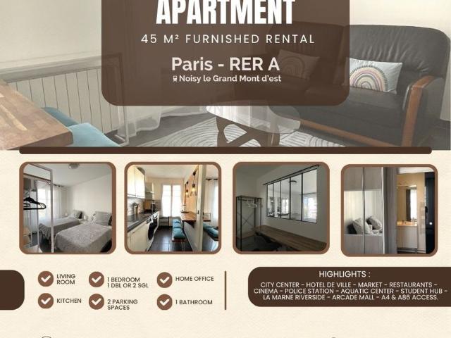 Appartement 3 pièces, 45 m² à louer à Noisy le Grand 93160