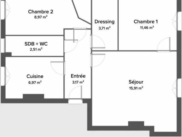 Appartement 3 pièces 52 m²