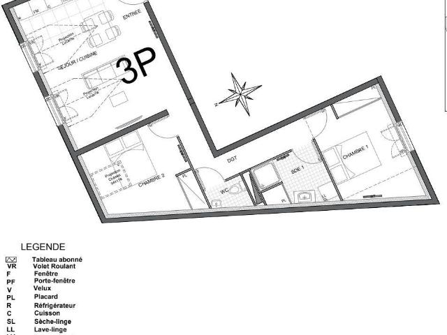 Appartement 3 pièces 57 m²