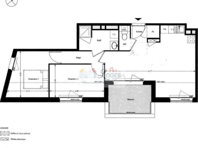 Appartement 3 pièces 57 m²