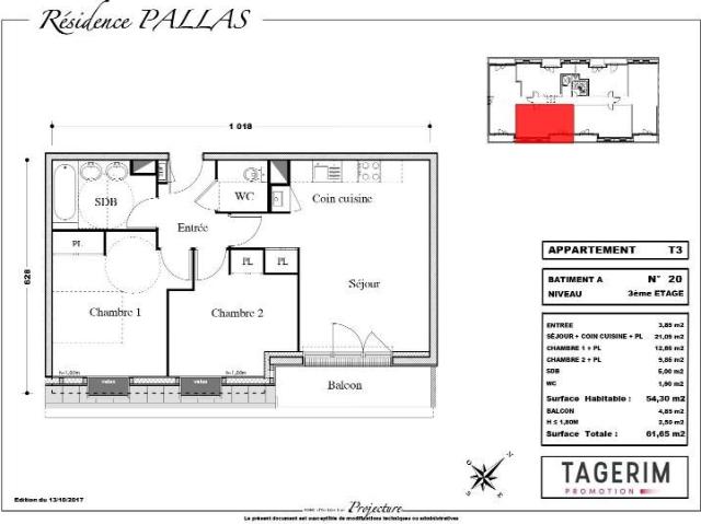 Appartement 3 pièces, 54 m² à louer à Melun 77000