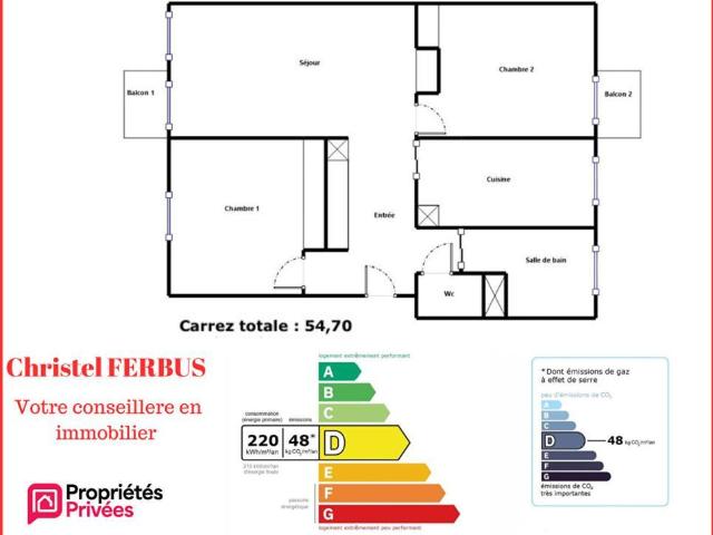 Appartement 3 pièces 54 m²