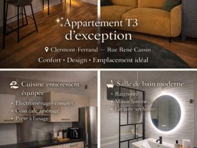 Appartement 3 pièces, 55 m² à louer à Clermont Ferrand 63000