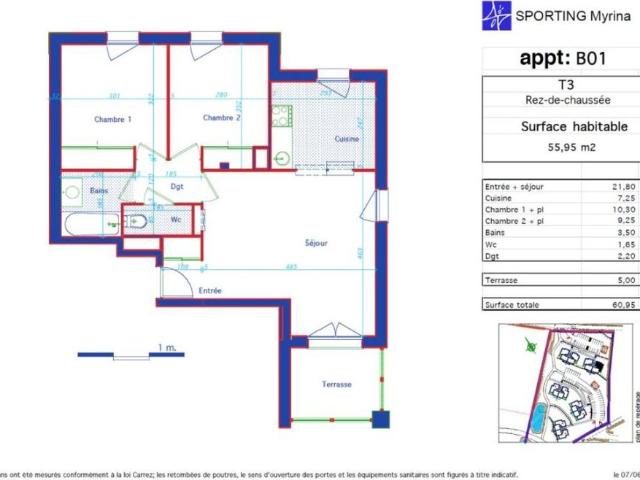 Appartement 3 pièces – 55 m²
