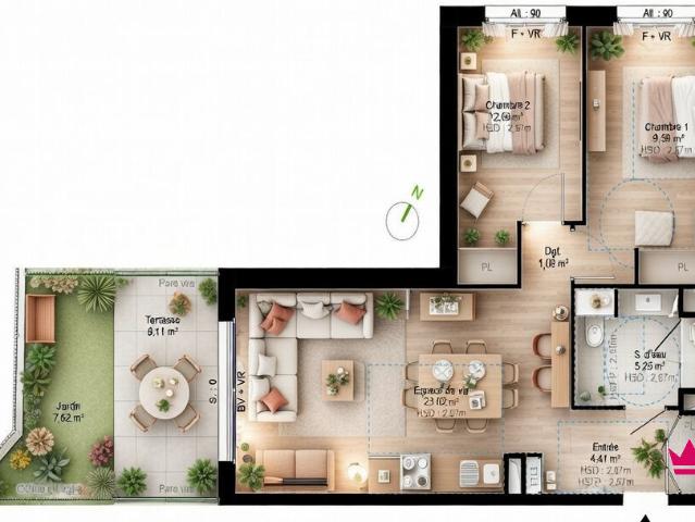 Appartement 3 pièces 56 m²