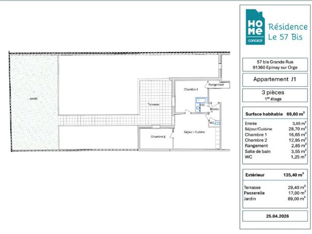 Appartement 3 pièces 56 m²