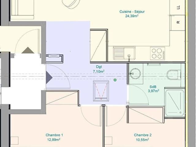Appartement 3 pièces 56 m²