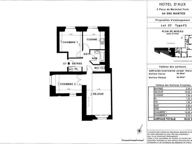 Appartement 3 pièces 58 m²