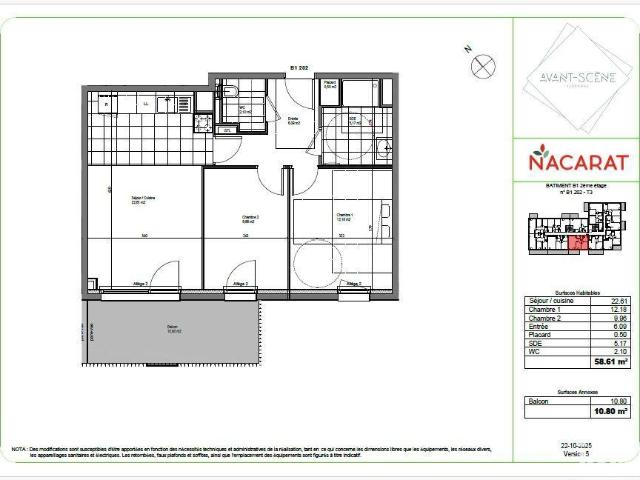 Appartement 3 pièces 58 m²