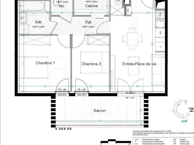 Appartement 3 pièces 59 m²