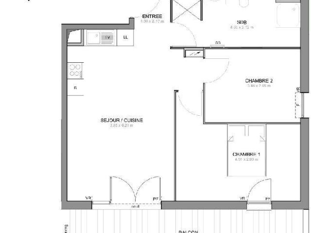 Appartement 3 pièces 59 m²