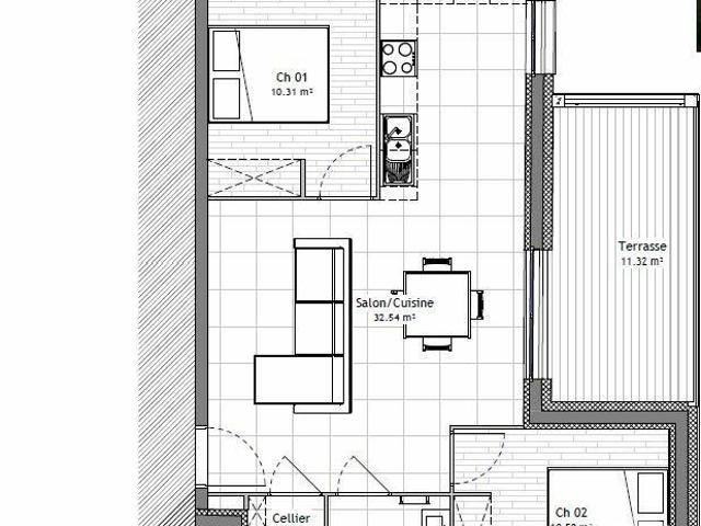Appartement 3 pièces 59 m²