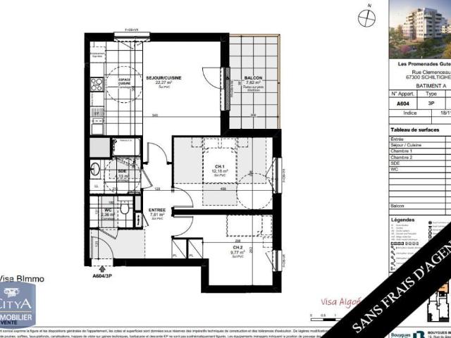 Appartement 3 pièces 59 m²