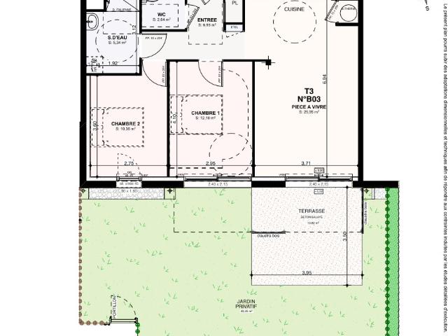 Appartement 3 pièces 63 m²
