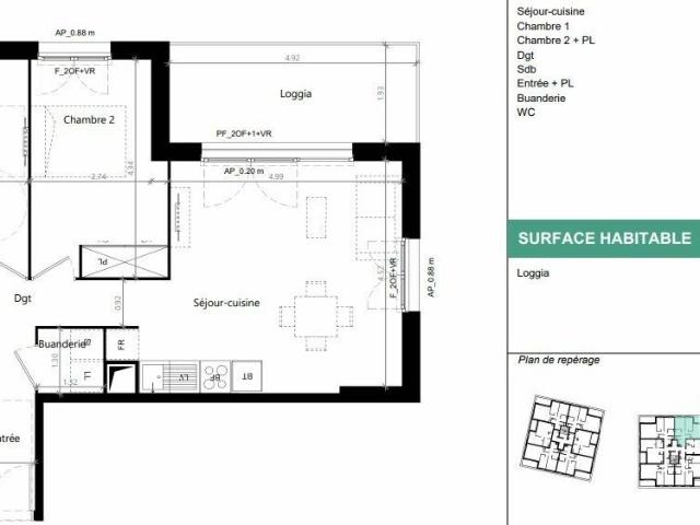 Appartement 3 pièces 63 m²