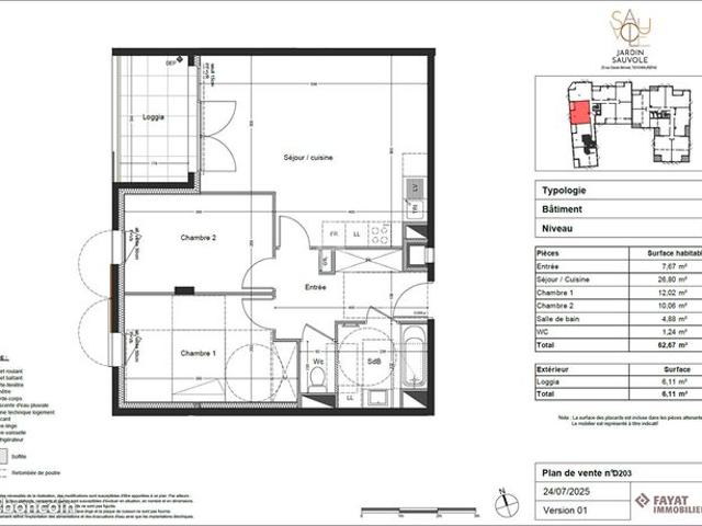 Appartement 3 pièces 63 m²