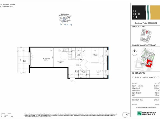 Appartement 3 pièces 63 m²