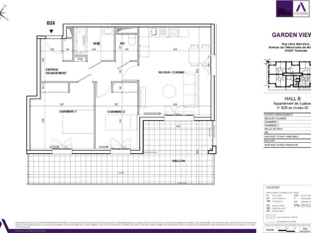 Appartement 3 pièces 63 m²