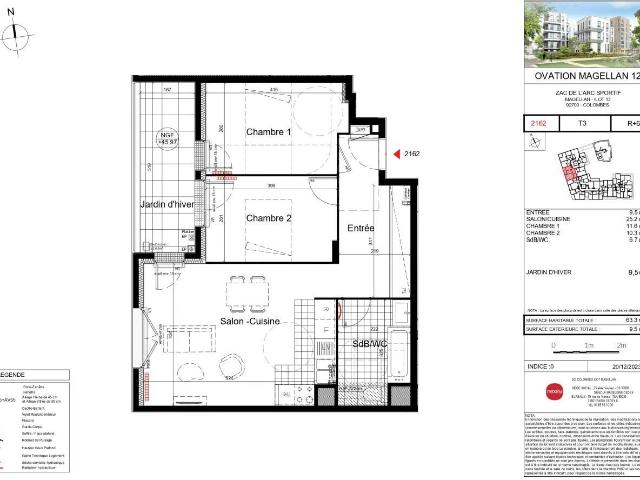 Appartement 3 pièces 63 m²