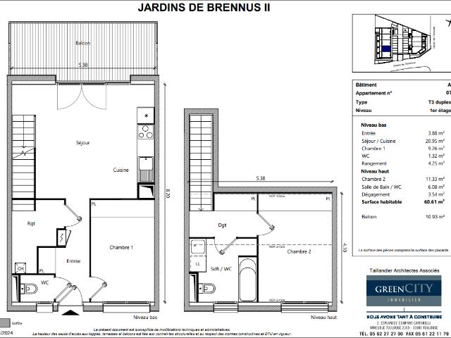 Appartement 3 pièces, 60 m² à louer à Toulouse 31200