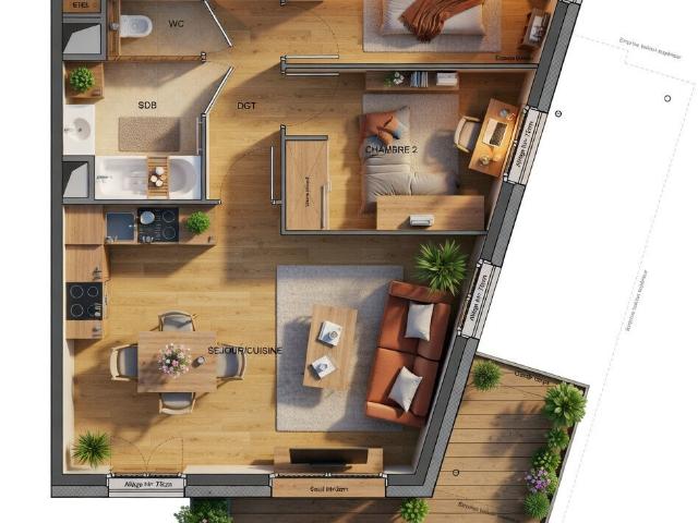 Appartement 3 pièces 60 m²