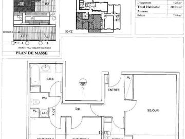 Appartement 3 pièces 60 m²